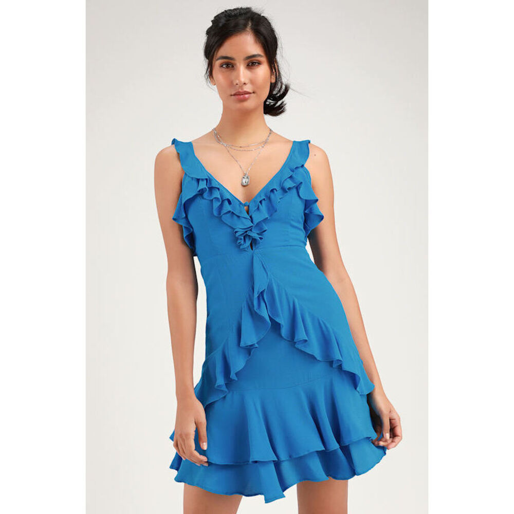 NWT Lulus Carmela Blue Mini Dress -